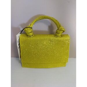 Zara Women Yellow Rhinestone Shimmery Knot‎ Handle Purse*